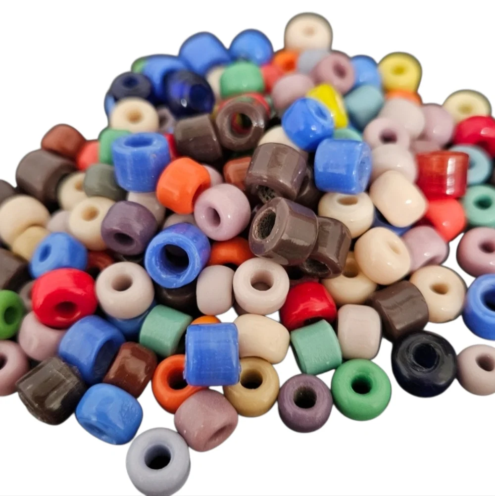 125+ BEADS mixed glass crow assorted colors NEW vintage handmade Last Set!